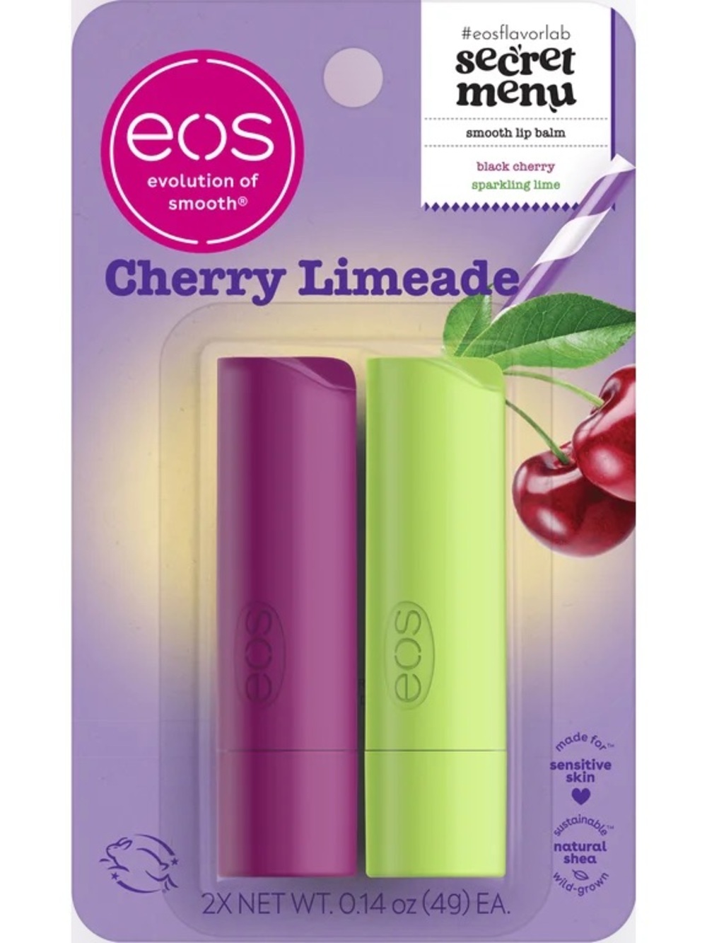eos Cherry Limeade Lip Balm Stick 2pk NEW